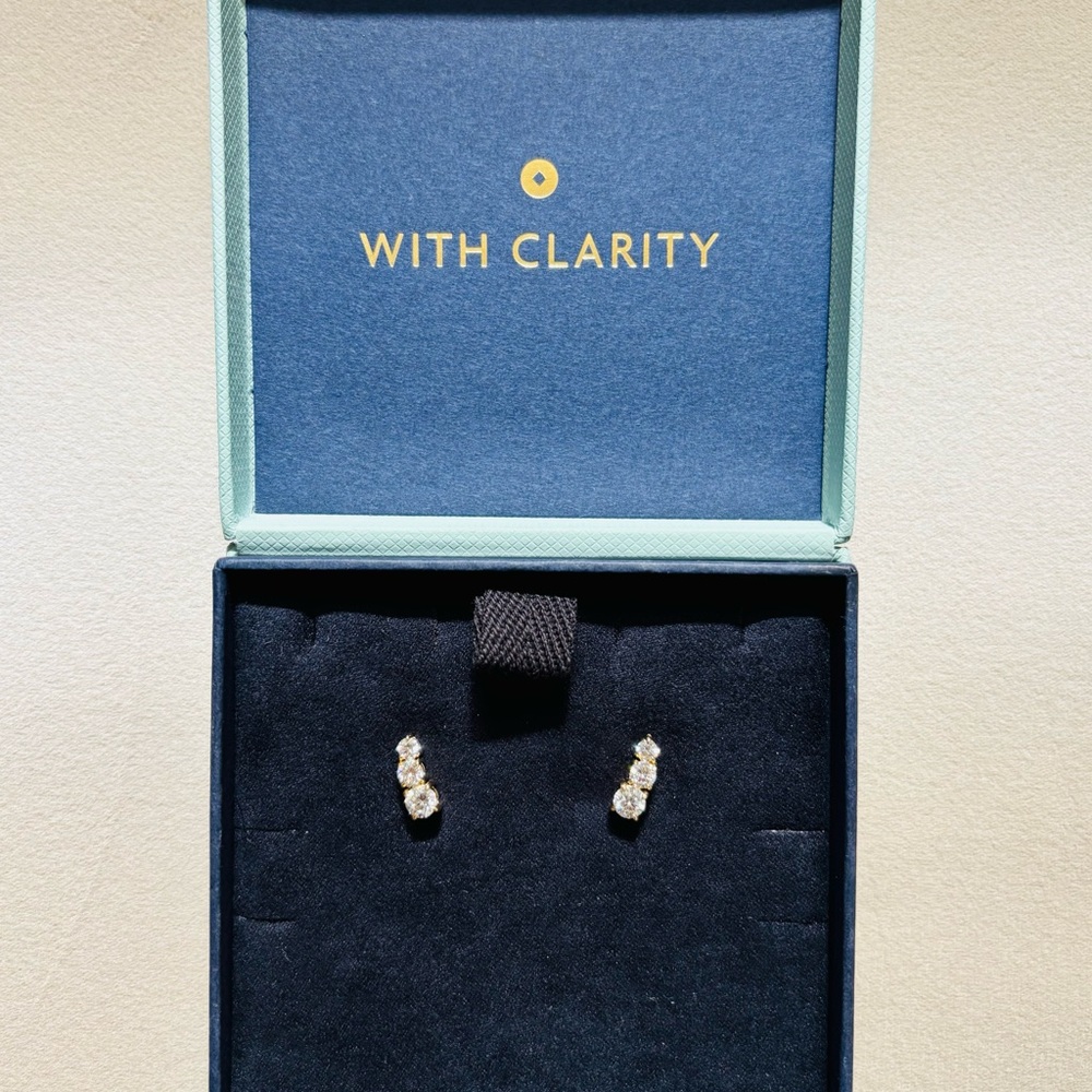 With Clarity Trilogy Graduating Climber Earrings - Retails $1,010